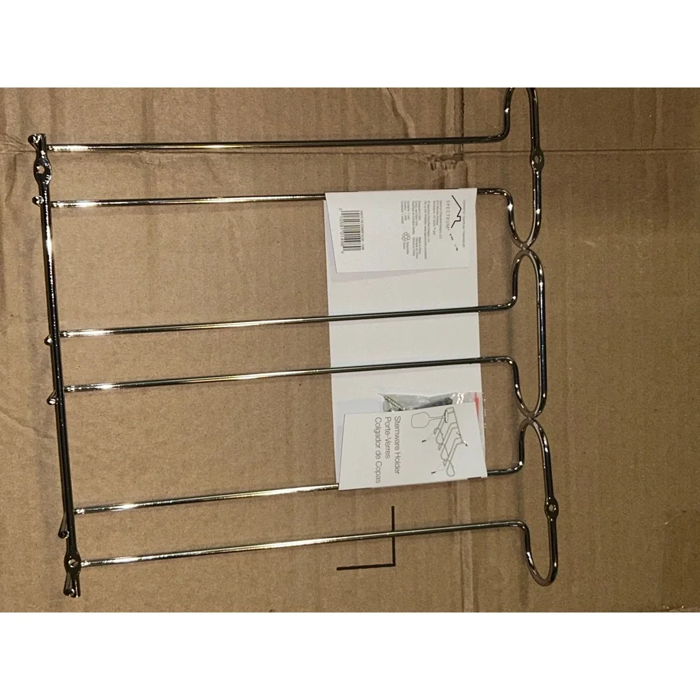 Spectrum Diversified Chrome Stemware Holder UnderCabinet Wine Glass Rack 9 Glass
